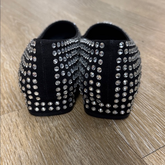Zara Crystal Rhinestone Ballet Block Heel Flats in Black Size EU 37 / US 7 - Picture 9 of 13